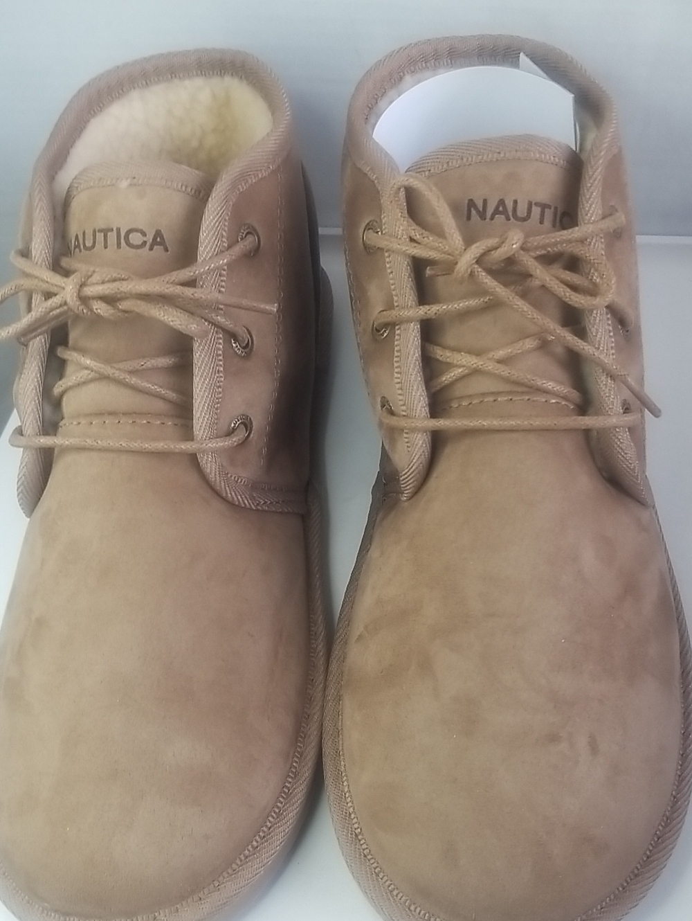 Nautica Men’s Tan Suede Chukka Boots with Shearling Lining
